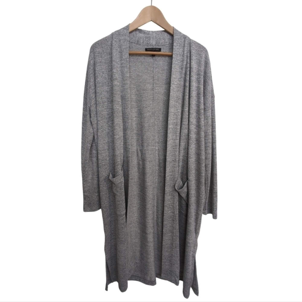 Banana Republic Factory Cardigan Duster Lagenlook Belt Gray Med